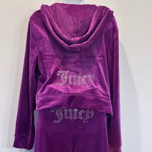 NWT Juicy Couture Velour Tracksuit Set Violet Sunset Rhinestone Hoodie Womens XL